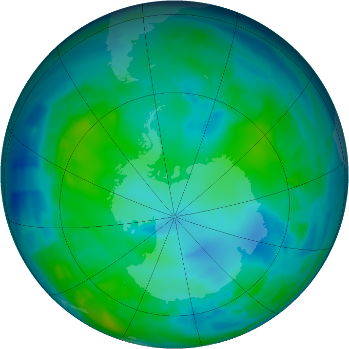 Antarctic ozone map for 13 May 2012